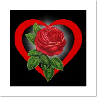 Love Heart Red Rose Posters and Art